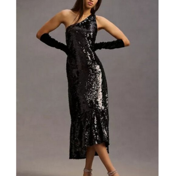 Anthropologie Dresses & Skirts - Anthropologie Maeve XL NWT One-Shoulder Sequin Dress Disco Party Cocktail New